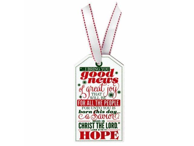 HOPE Good News of Great Joy Wooden Tag Christmas Ornament by Lighthouse