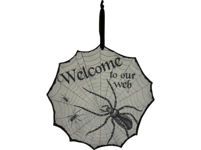 NEW~Primitive Halloween Wood Spider 'Welcome To Our Web' Wall Decor Sign/Plaque