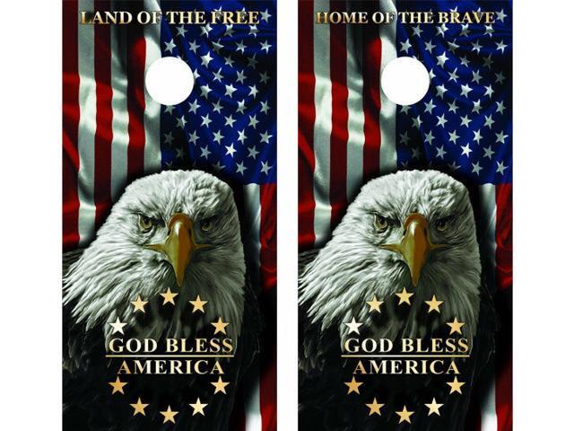 US Flag Eagle Cornhole Wrap Skins Baggo Backyard Games Baggs 24'x48'
