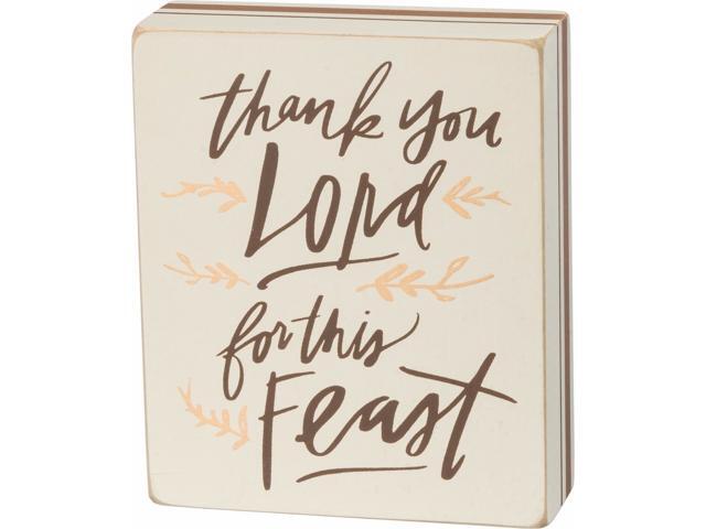 PRIMITIVE WOOD SIGN~Thanksgiving 'Thank You Lord For This Feast'~Shelf Sitter