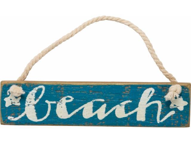 NEW~WOOD SLAT SMALL SIGN~'BEACH'~ Shabby Cottage Chic/Plaque/Weathered/Rope
