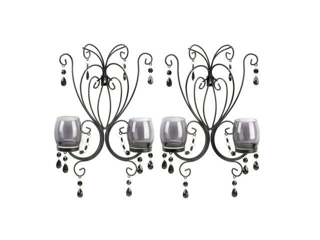 Set of 2 Wall Decor Accent Hanging Candle Holder Sconce Decor Beaded Decoration