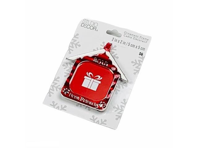 Candy Cane Heart Christmas Holly 2019 Dated Metal Ornament Frame