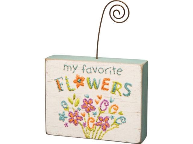 Wood Photo Block~My Favorite Flowers~Picture Frame/Holder/Shabby Cottage Chic