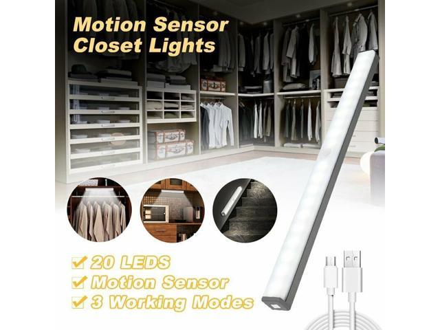 20LED Motion Sensor Closet Cabinet Lamps Wireless Night Lights USB Rechargeable