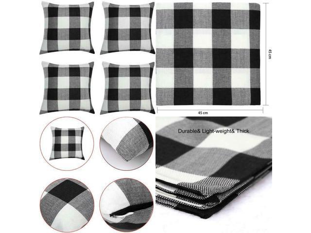 Aneco 4 Pack 18 × 18 Inch Pillow Cover Buffalo Plaid Black White Check Plaid Cu