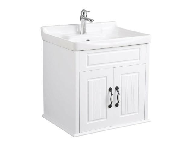 Adeline 24 1/4' Large Wall Mounted Cabinet Vanity Sink White with Faucet & Drain