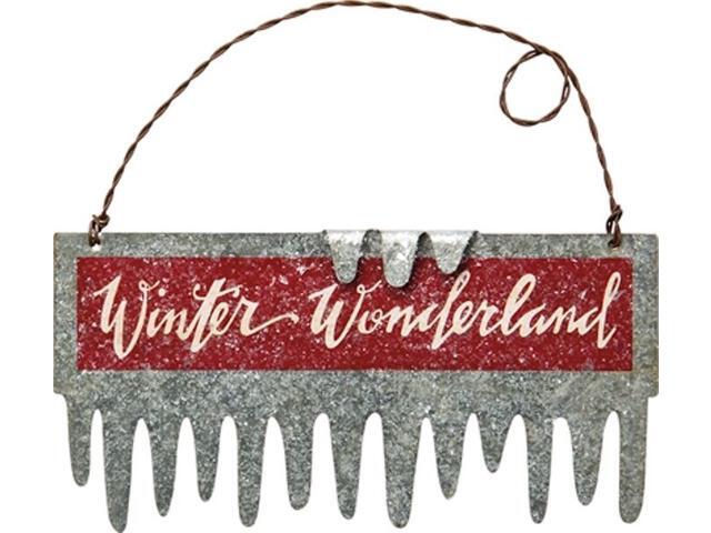 NEW~'WINTER WONDERLAND' TIN CHRISTMAS ICICLE ORNAMENT~Metal/Sign/Country