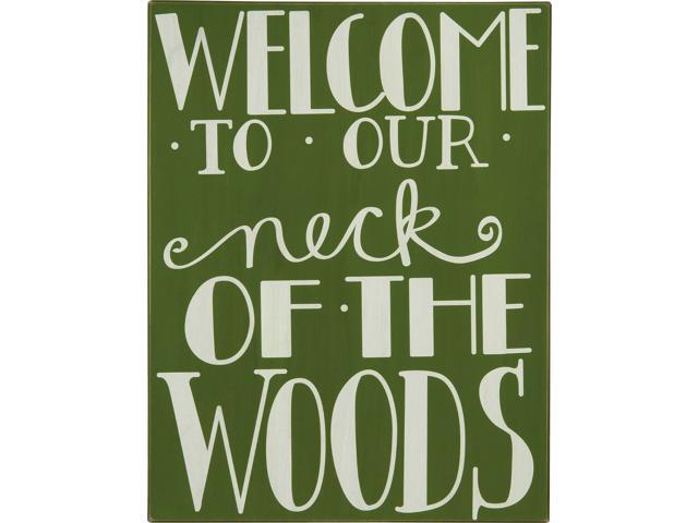 LARGE PRIMITIVE WOOD SIGN~'WELCOME TO OUR NECK OF THE WOODS'~Cabin/Lake/Mountain