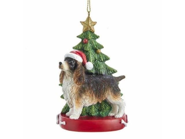Kurt Adler SPRINGER SPANIEL w/Tree on Base Christmas Ornament-Personalizable