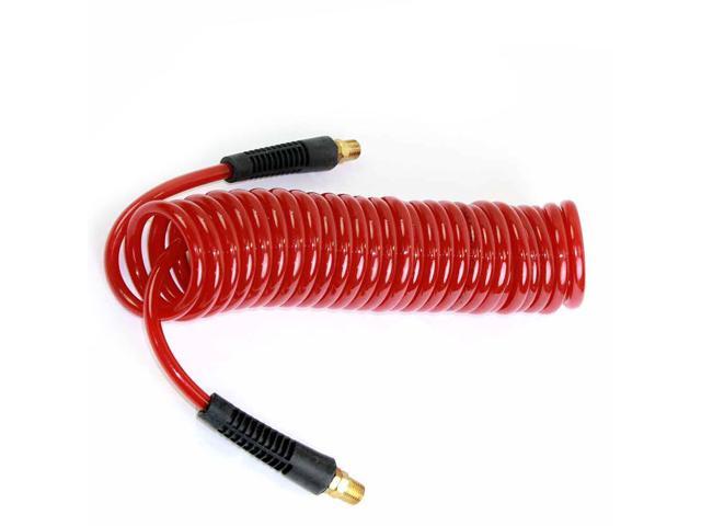 30ft x 1/4' Red Polyurethane Recoil Air Hose W Swivel 1/4' Fittings - HR34-030
