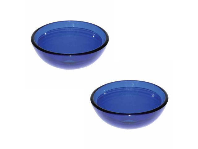 Blue Tempered Glass Vessel with Drain