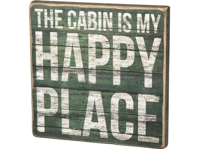 LARGE PRIMITIVE WOOD BOX SIGN~'THIS CABIN IS MY HAPPY PLACE'~Rustic/Woodsy/Lake