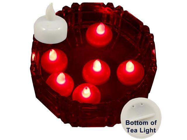 6 Flameless Floating LED tealight Candle Battery operated Red tea lights NEW