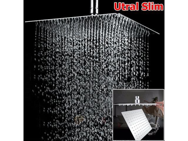12' Polished Chrome Bathroom Square Rain Shower Head Ceiling Wall Top Sprayer