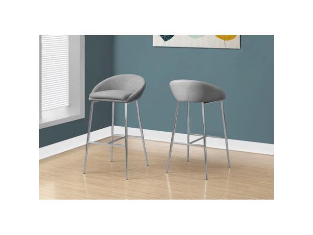 BARSTOOL - 2PCS / GREY FABRIC / CHROME / COUNTER HEIGHT