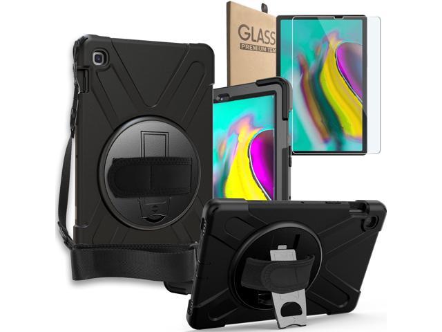 Galaxy Tab A 101 Case Fits T510/T515 2019 Shockproof Heavy Duty Tempered Glass Screen Protector Handstrap Kickstand Shoulderstrap Sling For