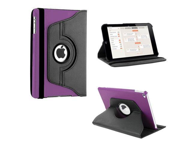 KIQ Premium PU Leather Case Cover Multi-View Angle Position Stand Soft-Velvet Interior Rotating Swivel Tablet Holder For Apple iPad Mini 1st