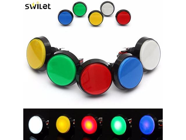SWILET 5 Colors LED Light Lamp 60MM Big Round Arcade Video Game Player Push Button Switch For Game Room
