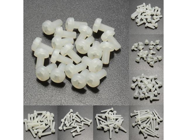 20Pcs M3 White Plastic Nylon Screw Bolt Transparent Pan Head Insulate Round Pillips 5/6/8/10/12/15/20/25mm Length Screws