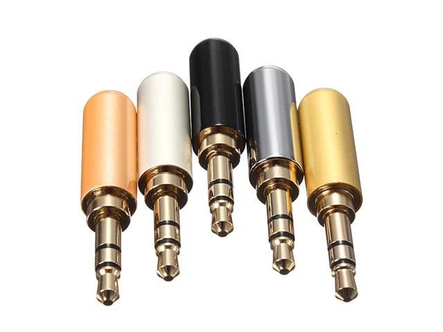 3 Pole 35mm Male Headphone Jack Plug Metal Audio Soldering & Back cover 5 Colours