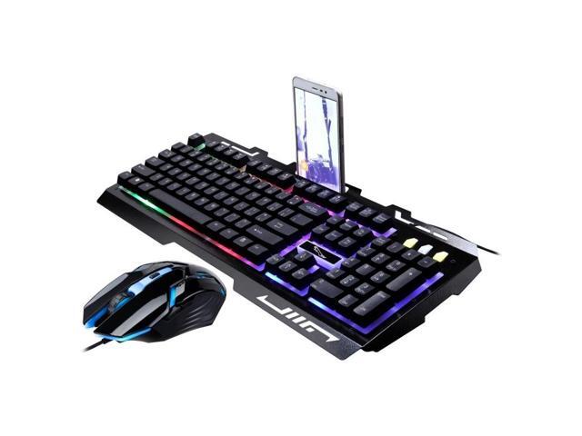 Chasing Leopard G700 USB RGB Backlight Wired Optical Gaming Mouse and Keyboard Set Keyboard Cable Length: 135m Mouse Cable Length: 13m(Black)