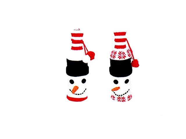 Christmas Party Knit Snowman Bottle Cover Set of 2 Wine Bottle Gift Wrap Christmas Table Wine Decor