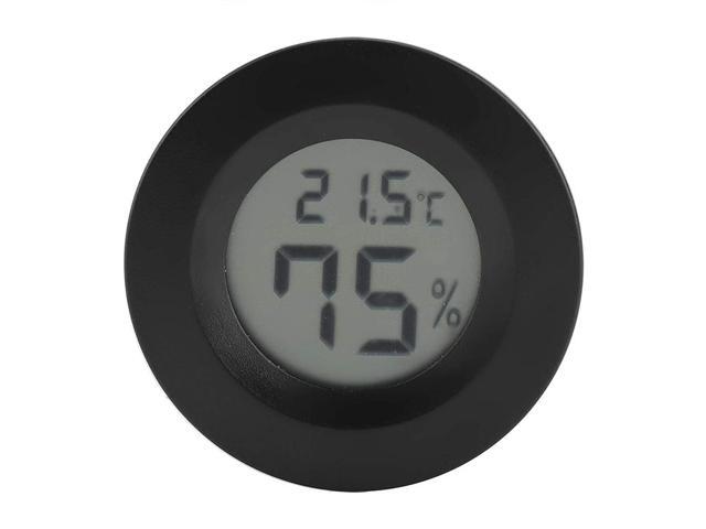 Mini Thermometer Round Shape Temperature Digital LCD Monitor Indoor Room Round Humidity Temperature Gauge for Humidors Home Greenhouse Babyroom