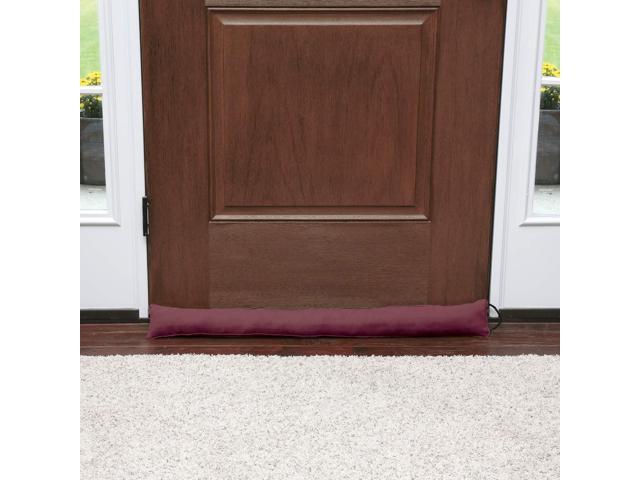 HOME DISTRICT Draft Dodger - Faux Suede Weighted Door and Window Breeze Bug Noise Guard Stopper Blocker - 355 Inches Long - Burgundy
