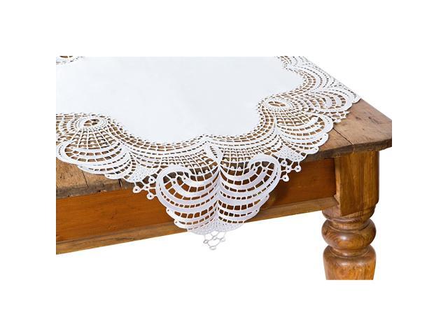 Xia Home Fashions Dainty Lace Table Topper 36-Inch by 36-Inch White