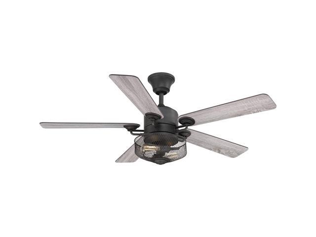 Progress Lighting P2584-71 Protruding Mount 5 Toasted Oak/Driftwood Blades Ceiling fan with 65 watts light Black
