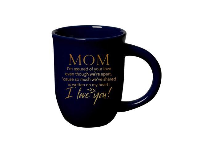 Coffee Tea Soup Ceramic Mug Mom Im assured of your love even though were apart I love you! 14 ounce Designer Mug with Inspiring Sentiment