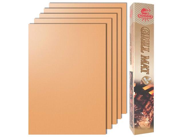 Looch Copper Grill Mat Set of 5- 100% Non-stick BBQ Grill & Baking Mats - FDA-Approved PFOA Free Reusable and Easy to Clean - Works on Gas