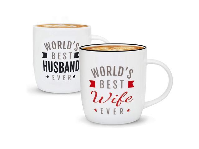 Triple Gifffted Best Wife and Husband Coffee Mugs For Wedding Anniversary Engagement Present For Couples Men and Women Bride Groom