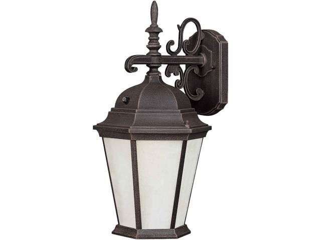 Forte Lighting 17015-01-28 Exterior Wall Light with Frosted Seeded Glass Shades Painted Rust