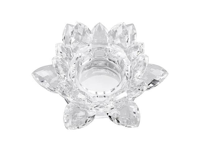 OwnMy 45 Inch Crystal Lotus Candle Tealight Holder Glass Candle Lamps Holder Night Light Candlestick with Gift Box for Altar windowsill Home