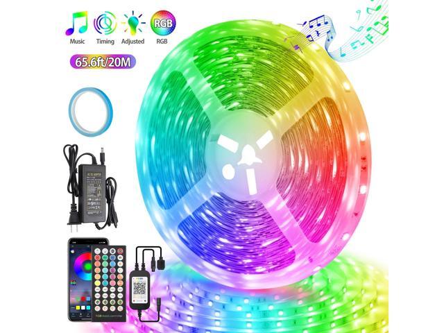 LED Strip Lights 656ft/20m Smart LED Light Strip Sync to Music Color Changing SMD 5050 RGB Strip Light Build-in Mic Bluetooth APP+Remote