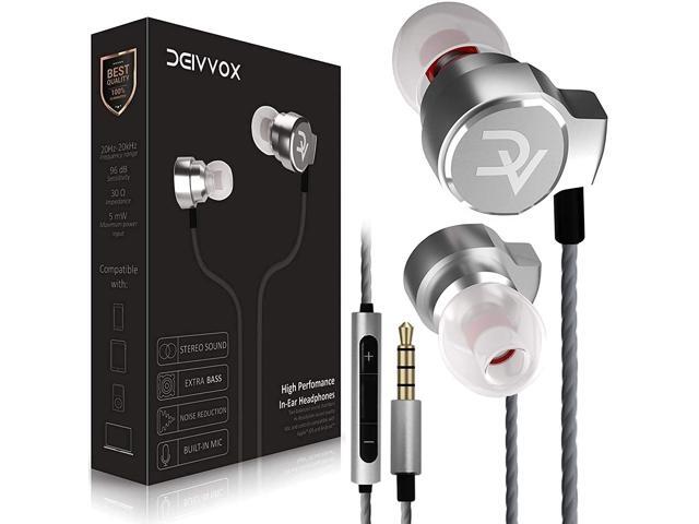 DEIVVOX D0218 Wired Earbuds with Microphone in Ear Headphones - Volume Control Mic - Balanced Sound with Extra Bass - Earphones Noise Isolating
