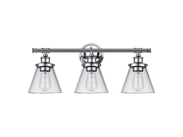 Globe Electric Parker 3 Chrome Vanity Light with Clear Glass Shades 51445