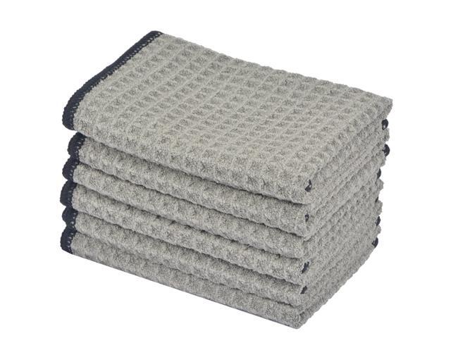 KinHwa Microfiber Dish Cloths Thick Waffle Weave Kitchen Dish Rags Ultra Absorbent Odor Free Dishcloths 12inch x 12inch 6 Pack - Gray