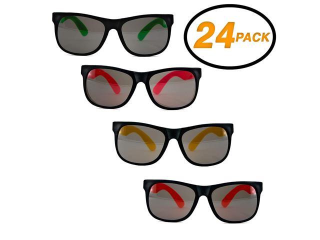 SRENTA Neon Kids Fun Bulk Sunglasses for Children and Adults - Pool Party - Beach Party Toy Goody Bag Favors Pack of 24