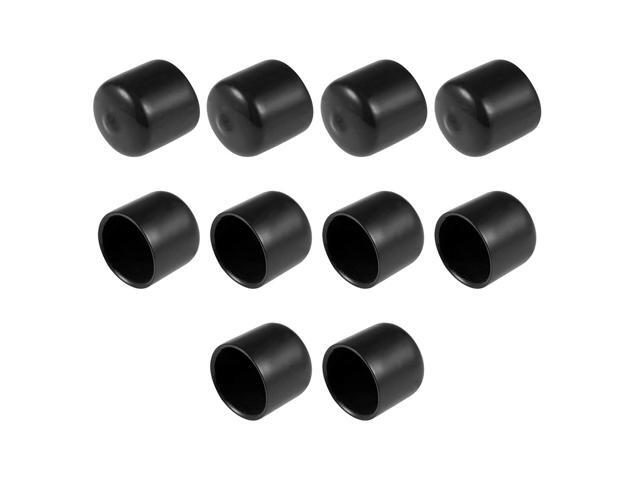 uxcell 10pcs Rubber End Caps 7/8'(22mm) ID Vinyl Round Tube Bolt Cap Cover Thread Protectors Black