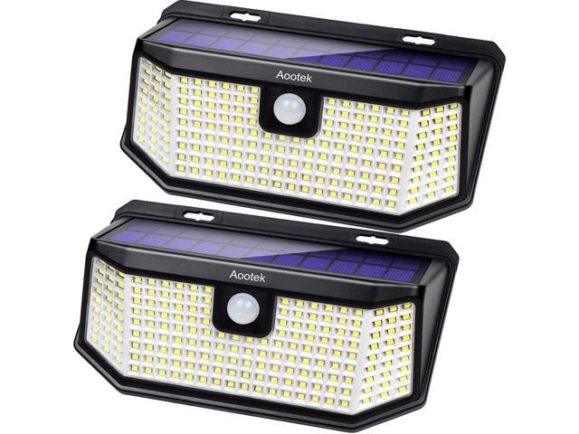 Aootek 182 Led Solar outdoor motion sensor lights upgraded Solar Panel to 153 in2 and 3 modes(Security/ Permanent On all night/ Smart brightness