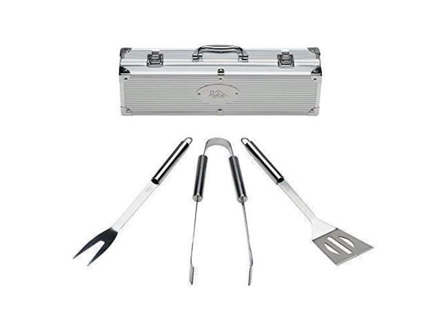 Home Solutions Grill Tools Set with Barbecue Accessories - Stainless Steel BBQ Utensils with Aluminum Case - Grilling Kit & Gifts for Men (3-Piece)