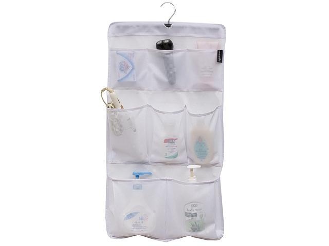 MISSLO 8 Pockets Mesh Shower Organizer Hanging Caddy with Rotating Hanger Quick Dry Bathroom Storage (White)