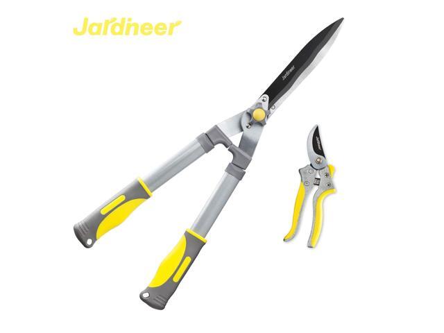 Jardineer 2Pcs Professional Hedge Clippers 236 Heavy Duty Hedge Shears & 83 Cut Easy Hand Pruners Manual Bush Trimmers with Sharp Blades