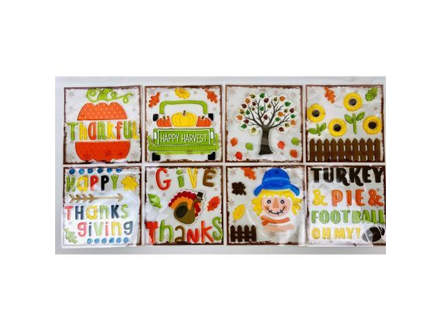 Thanksgiving Fall Gel Sticker Window Clings Bundle of 8 Assorted Packages
