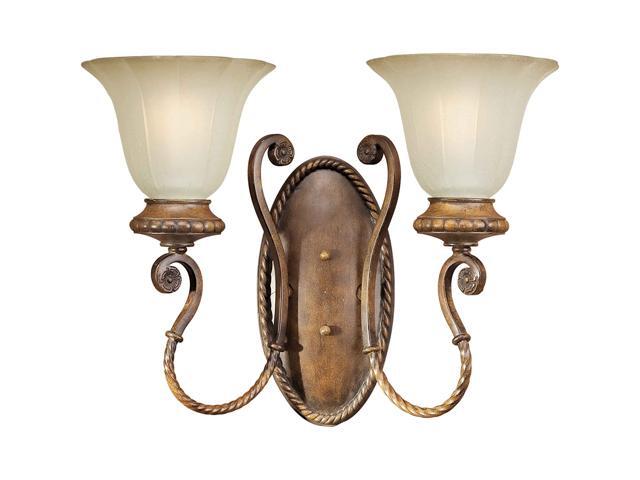 Forte Lighting 2493-02-41 Wall Sconce with Shaded Umber Glass Shades Rustic Sienna