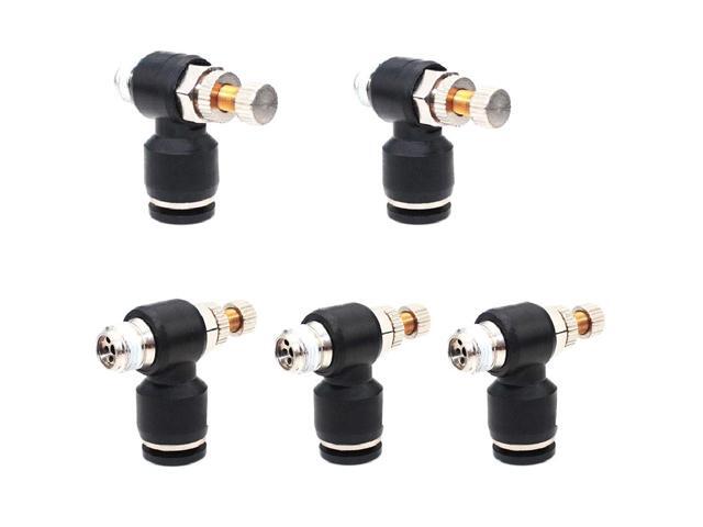 Beduan Pneumatic Push to Connect Air Flow Control Valve 6mm Tube OD x 1/8' Male Thread Elbow 90 Degree Switch Valve Adapter Fitting (Pack of 5)