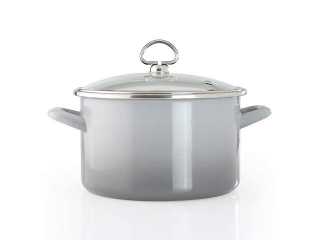 Chantal Enamel-On-Steel Soup Pot with Glass Lid 4 Quart Fade Grey